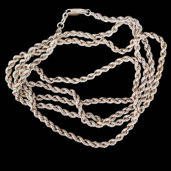 Vintage Sterling Silver Italian Unisex 30 inch 24 grams Rope Chain Necklace